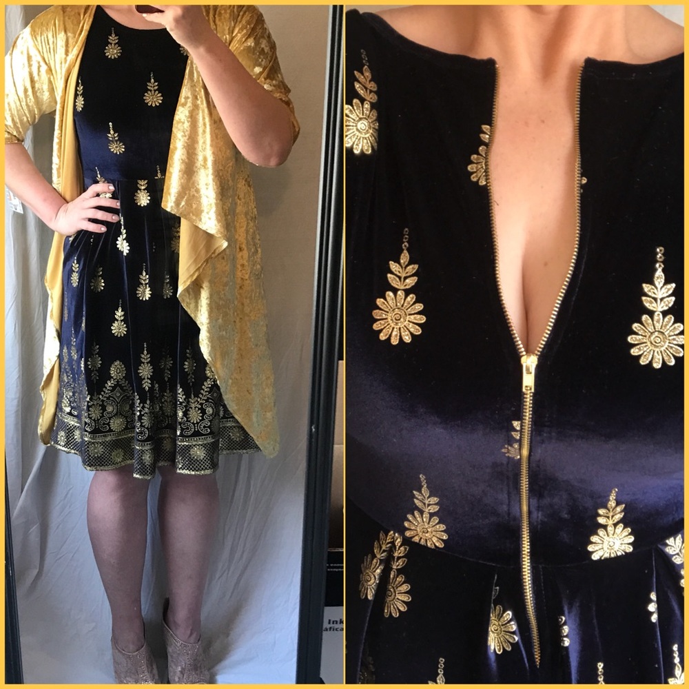 XL Elegant Blue & Gold Velvet Amelia UNICORN 🦄